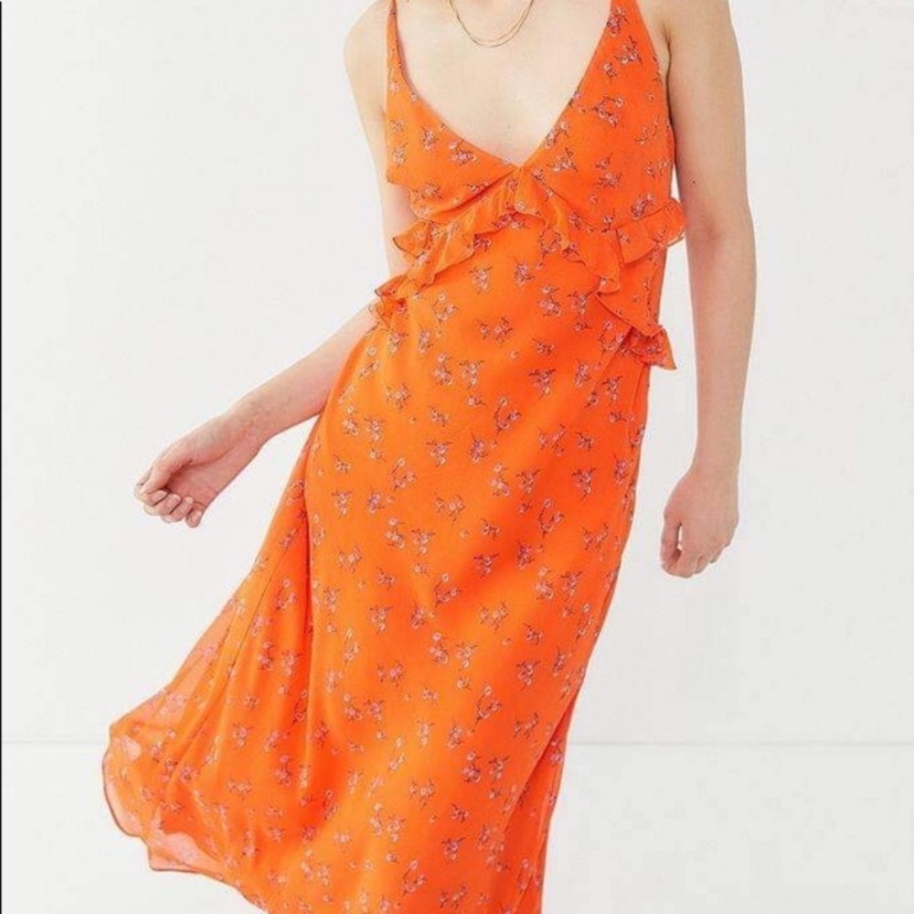 Urban Outfitters Orange & Blue Floral Maxi Dress